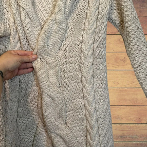 ZaraKnit Cream Cable Knit Open Front Cardigan size Small - Picture 3 of 5